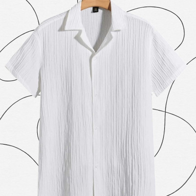Jenil Fashion Men Striped Casual White Shirt