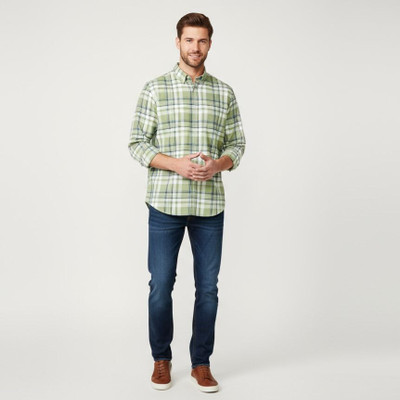 Fashionhouse Men Checkered, Solid Casual Light Green, White Shirt