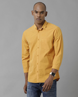 VOI JEANS Men Solid Casual Yellow Shirt