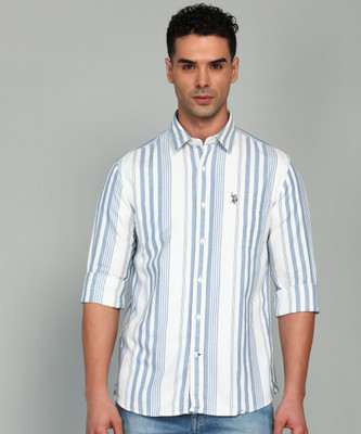 U.S. POLO ASSN. Men Striped Casual Blue Shirt