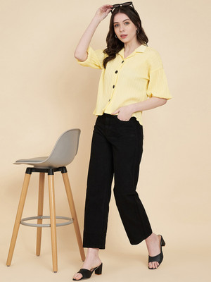 vairagee Women Solid Casual Yellow Shirt