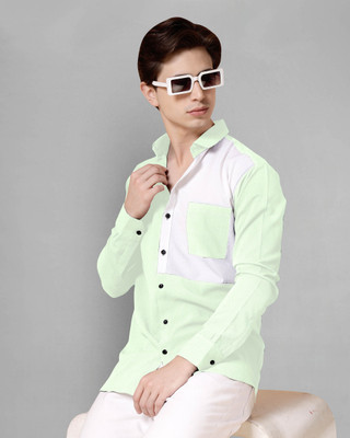 Moda Rapido Men Solid Casual Green Shirt