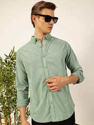 THOMAS SCOTT Men Self Design Casual Green Shirt