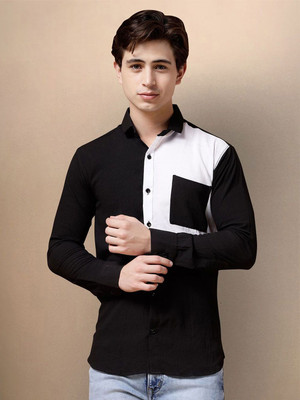 Moda Rapido Men Self Design Casual Black Shirt