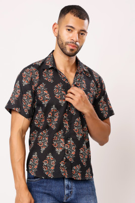 Jostory Men Printed Casual Black Shirt