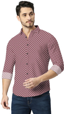 CHEAPSHIRTS Men Printed Casual Maroon Shirt