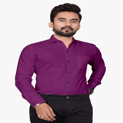 CLOSWIF CREATIONS Men Solid Casual Dark Blue Shirt