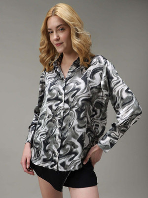OUTZIDR Women Solid Casual Grey Shirt