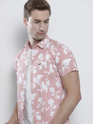 The Indian Garage Co. Men Floral Print Casual Pink Shirt