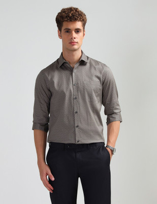 ARROW Men Printed Formal Brown Shirt