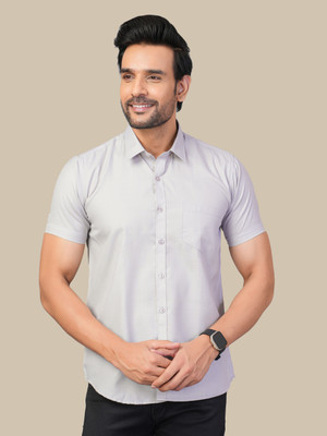 RENOUX Men Solid Casual Grey Shirt