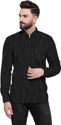 MK WORLD Men Solid Casual Black Shirt