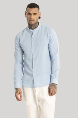 Snitch Men Solid Casual Light Blue Shirt