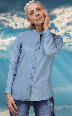 HouseOfCommon Women Self Design Casual Blue Shirt