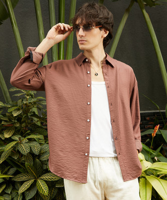 CAMPUS SUTRA Men Solid Casual Brown Shirt