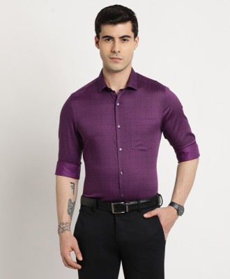 TURTLE Men Printed Formal Purple Shirt