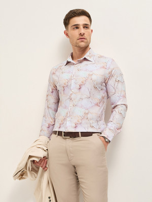 THE BEAR HOUSE Men Printed Formal Pink Shirt