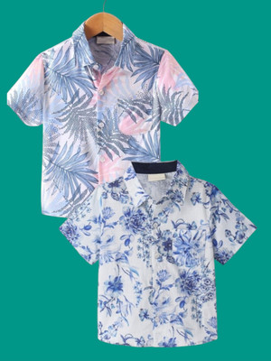KILLER Boys Printed Casual Light Blue Shirt(Pack of 2)