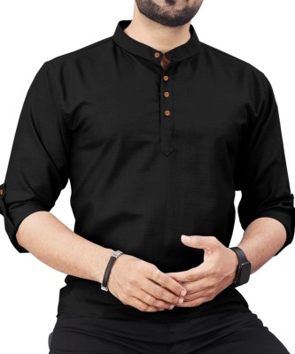 ROYAL SCOUT Men Solid Casual Black Shirt