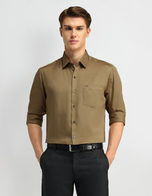 ARROW Men Solid Formal Brown Shirt