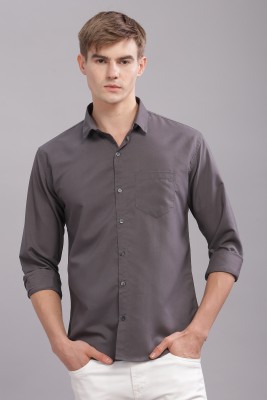 Uzmax Men Solid Formal Grey Shirt