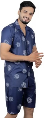 ISUEL FAB Women Printed Dark Blue Top & Pyjama Set