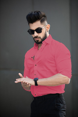 METRONAUT Men Solid Casual Pink Shirt