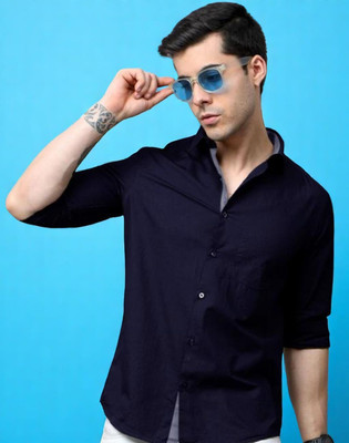 Laxmitextile Hubb Men Solid Casual Blue Shirt(Pack of 2)