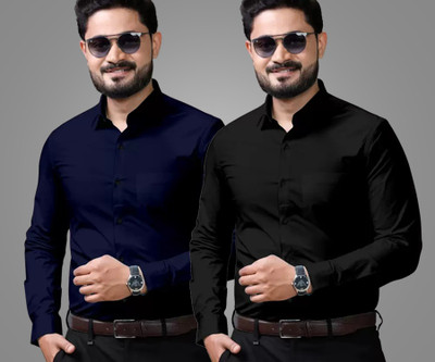 CHEAPSHIRTS Men Solid Formal Multicolor Shirt(Pack of 2)