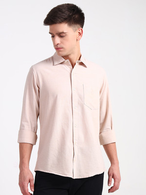 ENSPYR Men Solid Casual Beige Shirt