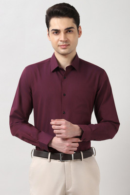 PETER ENGLAND Men Self Design Formal Maroon Shirt