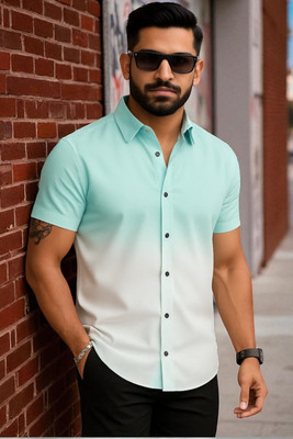 SEVENTEENSTITCH Men Dyed/Ombre Casual Black Shirt
