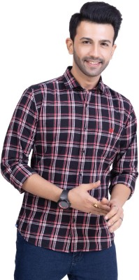 Triple A Men Checkered Casual Black, White, Red Shirt