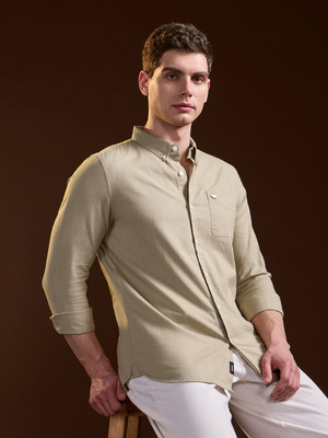 THE BEAR HOUSE Men Solid Casual Beige Shirt