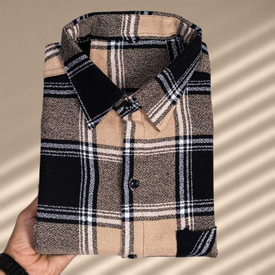 Typetron Fashion Men Checkered Casual Cream Shirt
