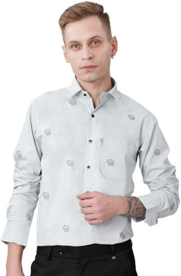 HOC Men Printed Casual Grey Shirt