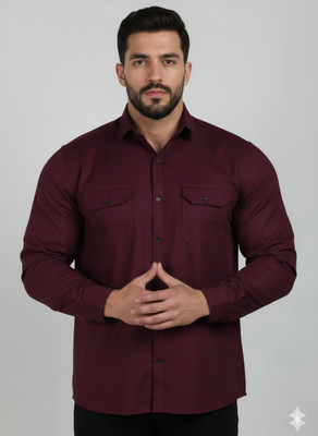 rajtraders Men Solid Casual Maroon Shirt
