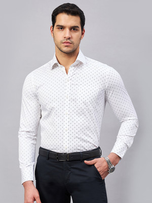 LOUIS STITCH Men Printed Formal White Shirt