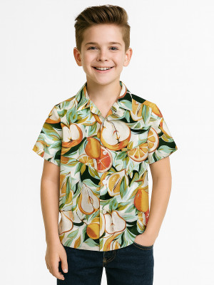 Hellcat Boys Printed Casual Green Shirt