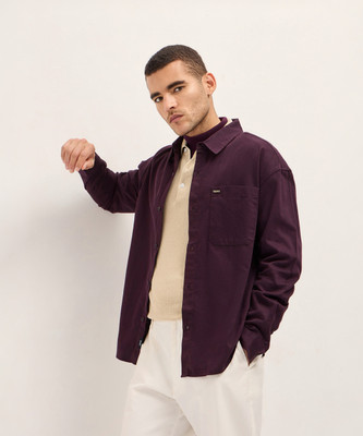 THE BEAR HOUSE Men Solid Casual Maroon Shirt