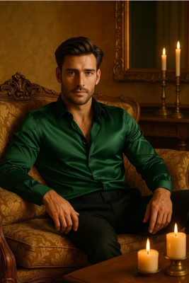 FABDACK Men Solid Casual White Shirt