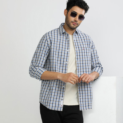 TOMMY HILFIGER Men Checkered Casual White Shirt