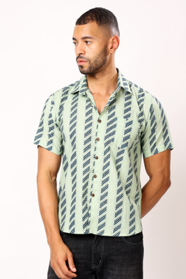 Jostory Men Printed Casual Green Shirt
