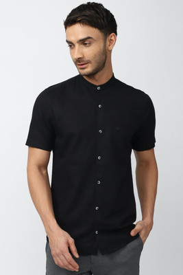 PETER ENGLAND Men Solid Casual Black Shirt