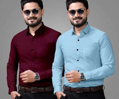 CHEAPSHIRTS Men Solid Formal Multicolor Shirt(Pack of 2)