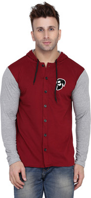 Blisstone Men Printed Casual Silver, Maroon Shirt