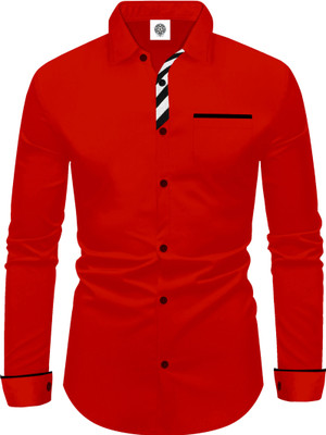 TYRELL Men Solid Casual Red Shirt