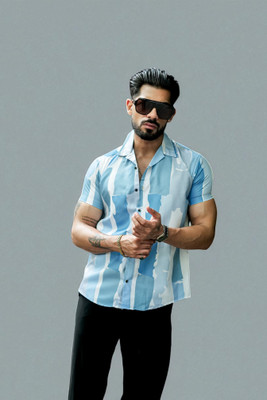AARVI TRENDYY Men Printed Casual Blue Shirt