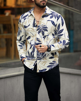 Prinza Men Printed Casual Blue Shirt