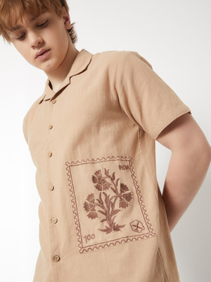 MAX Men Solid, Printed Casual Brown Shirt